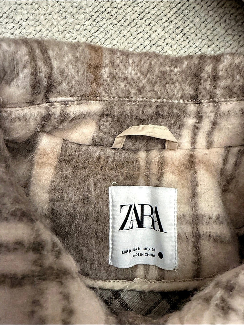 Zara Plaid Wool Jacket in Brown & Cream Like New - Picture 3 of 3